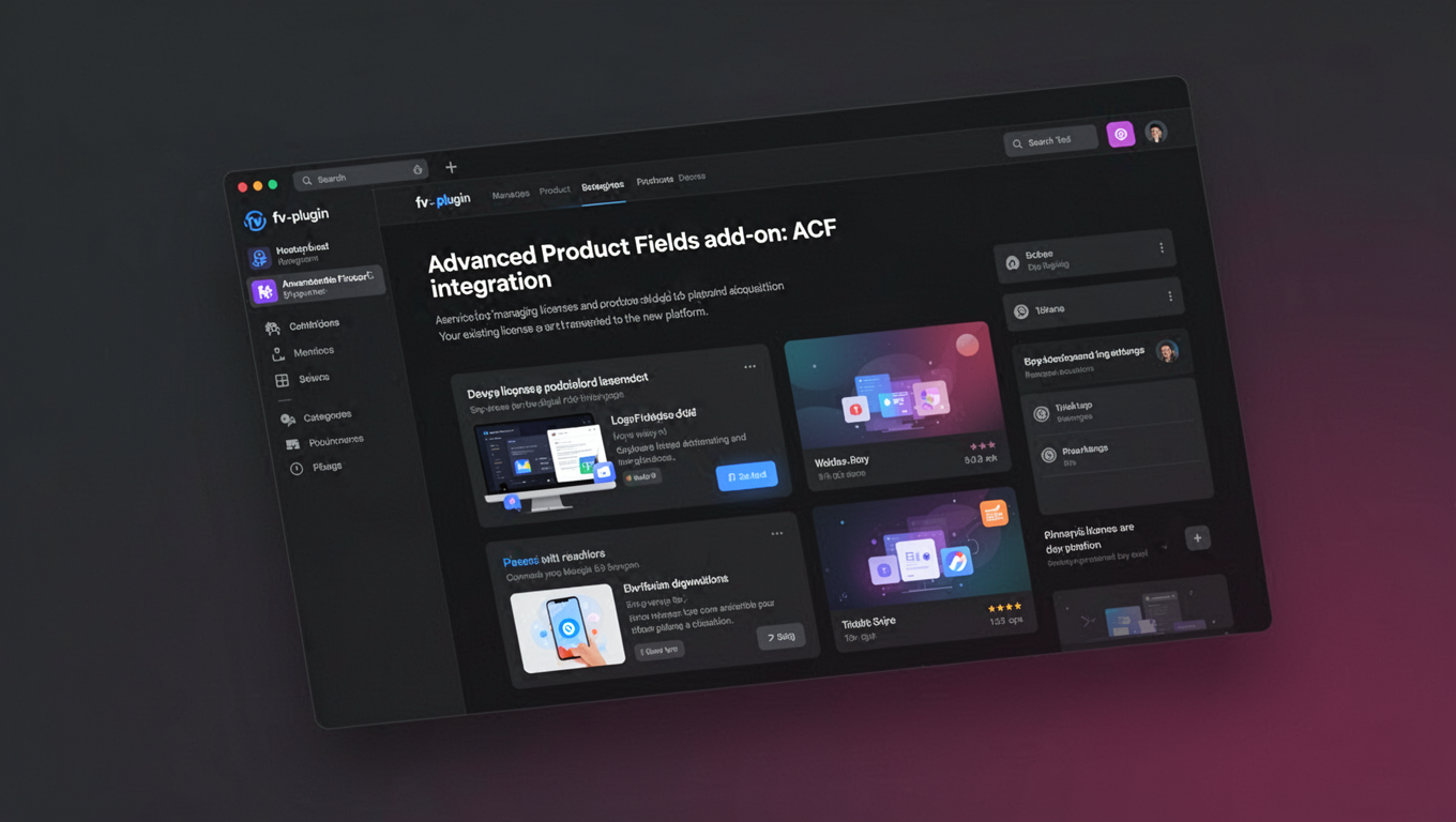 Preview of Advanced Product Fields add-on: ACF integration