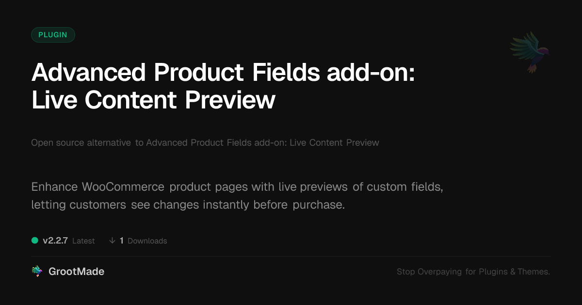Preview of Advanced Product Fields add-on: Live Content Preview