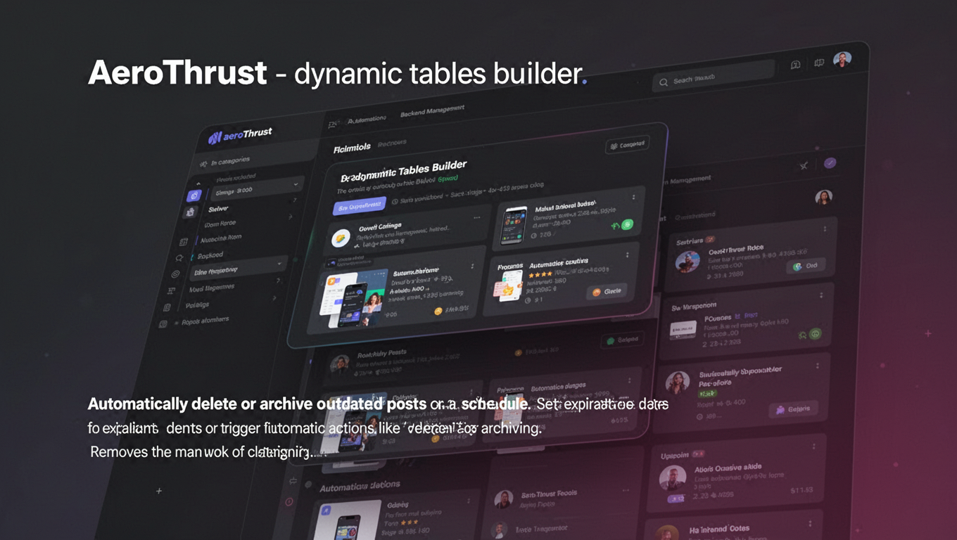 Preview of AeroThrust - dynamic tables builder