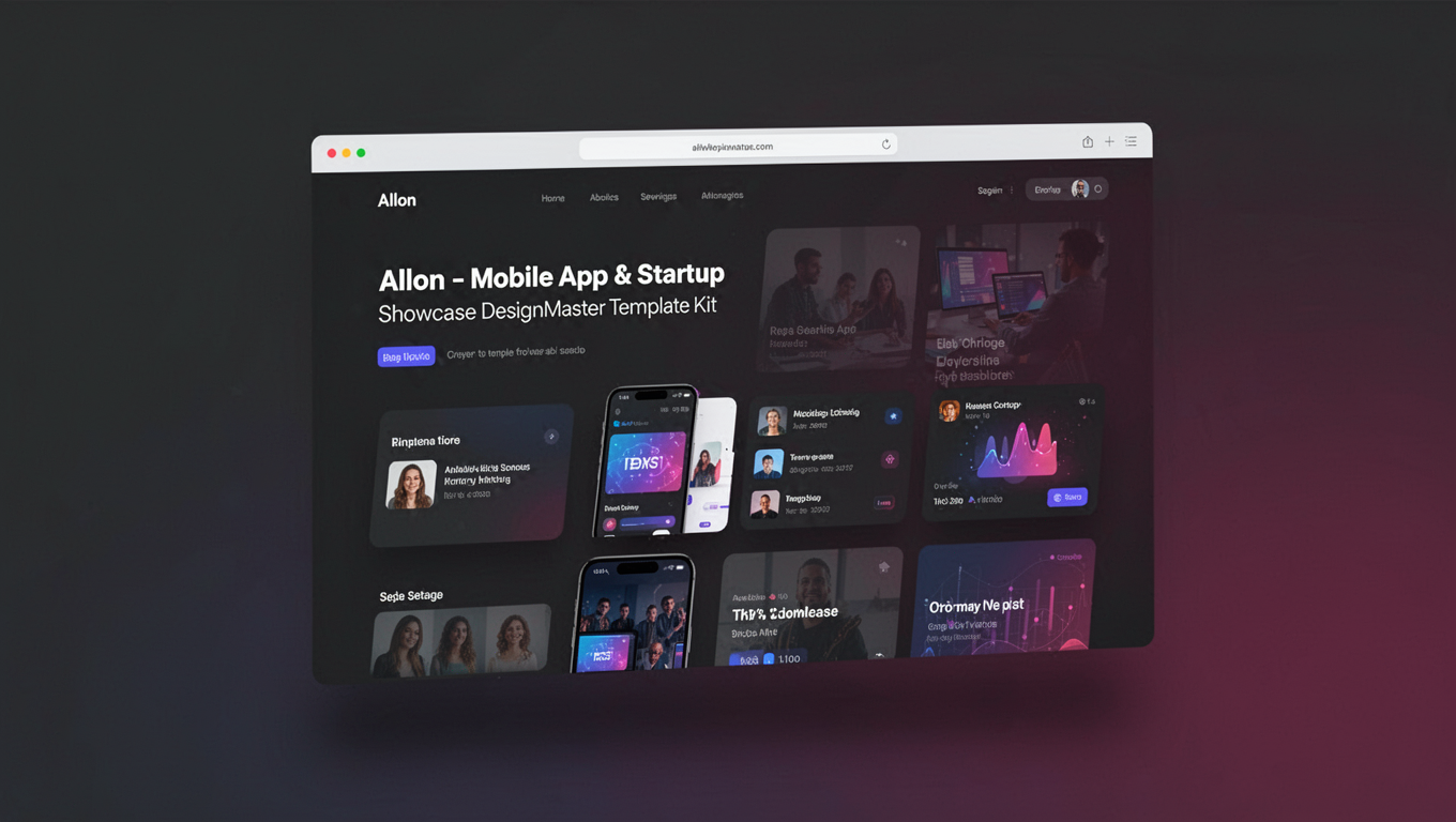 Preview of Allon - Mobile App & Startup Showcase DesignMaster Template Kit
