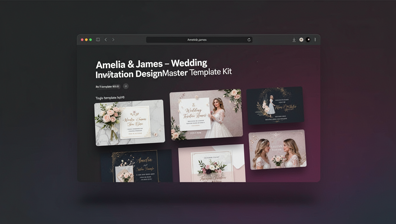 Preview of Amelia & James – Wedding Invitation DesignMaster Template Kit