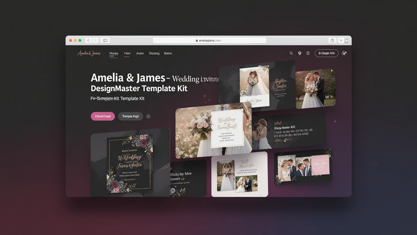 Preview of Amelia & James – Wedding Invitation DesignMaster Template Kit