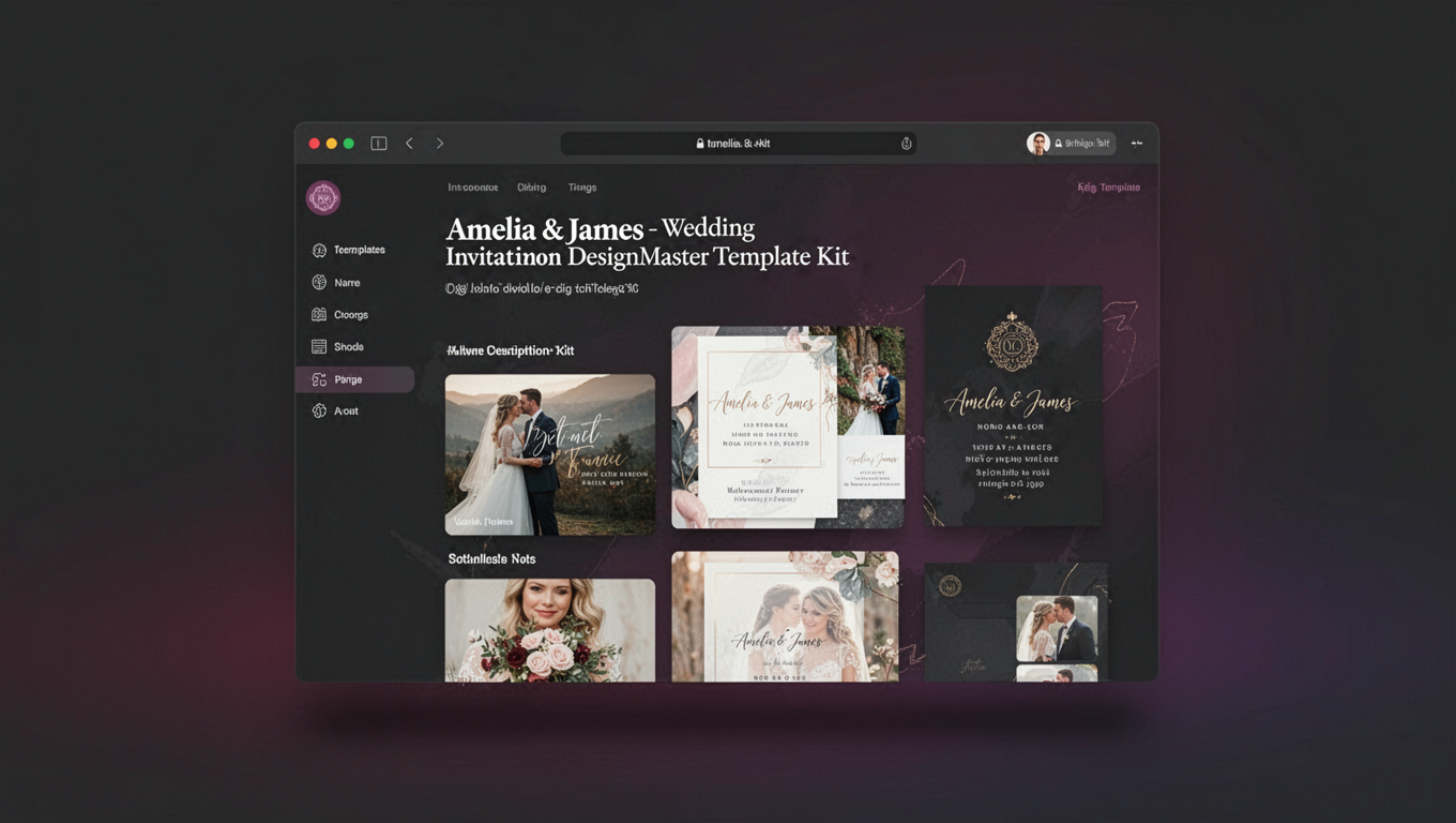 Preview of Amelia & James – Wedding Invitation DesignMaster Template Kit