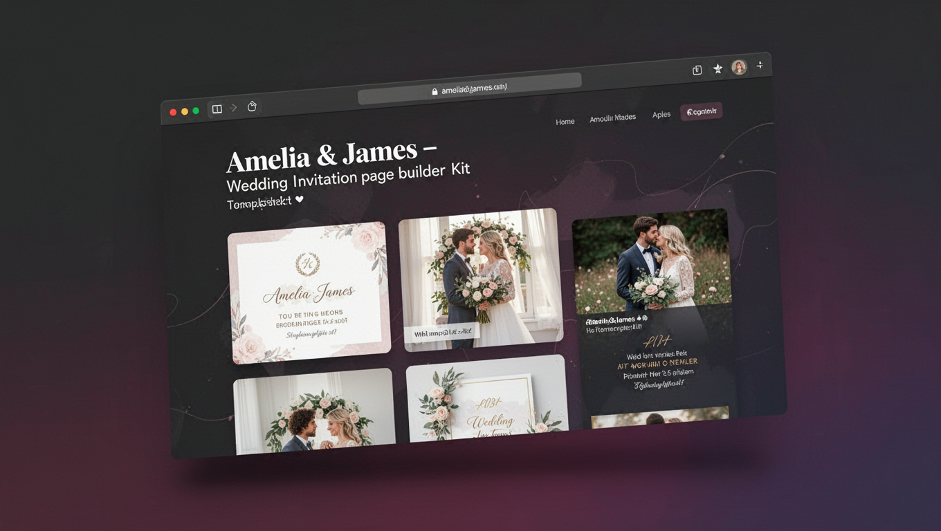 Preview of Amelia & James – Wedding Invitation Elementor Template Kit