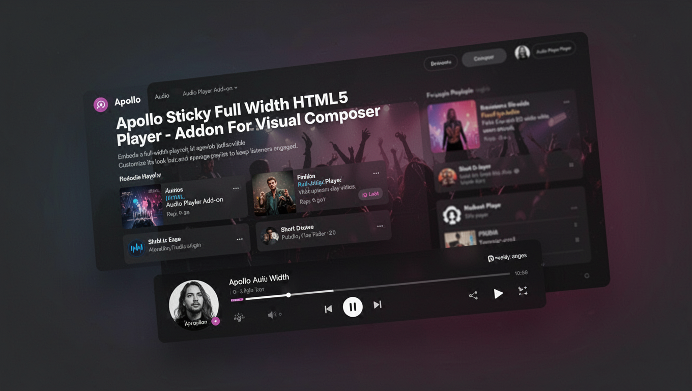 Preview of Apollo Sticky Full Width HTML5 Audio Player - Addon For Visual Composer