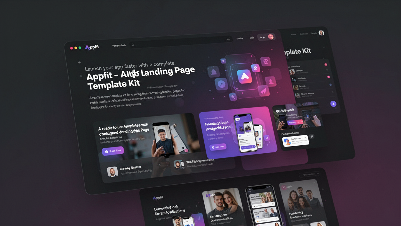 Preview of Appfit - App Landing Page DesignMaster Template Kit