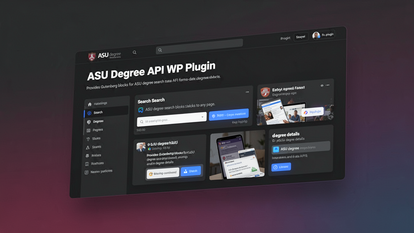 Preview of ASU Degree API WP Plugin