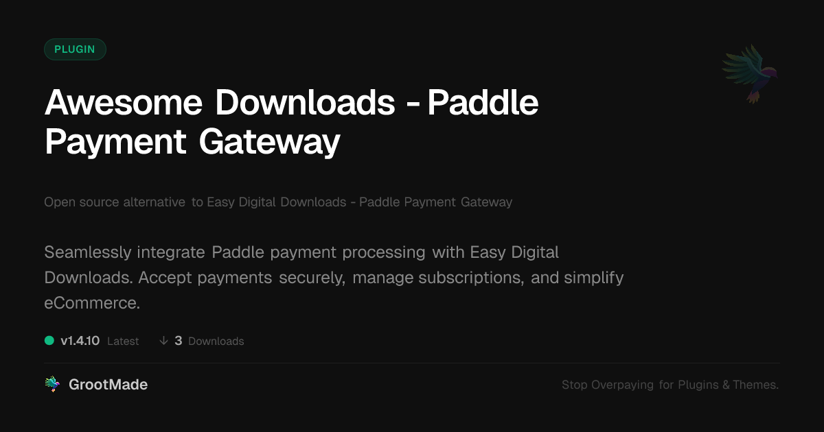 Preview of Awesome Downloads - Paddle Payment Gateway