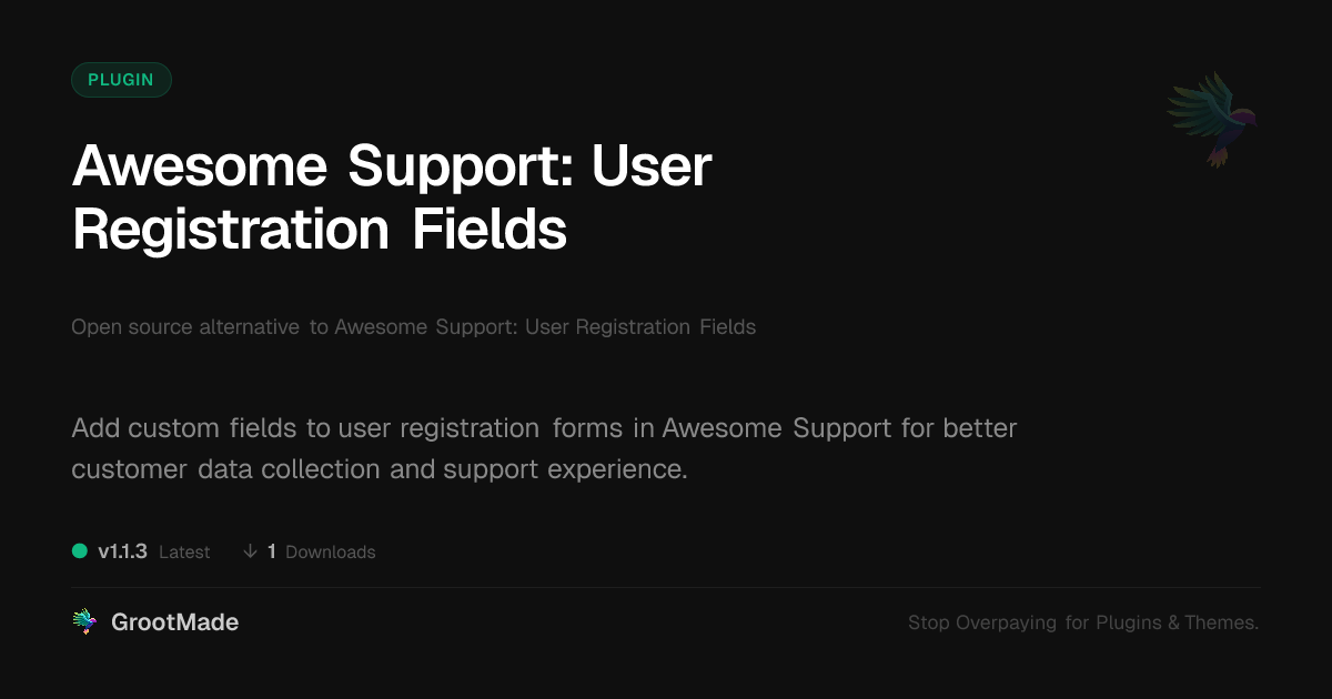 Preview of Awesome Support: User Registration Fields