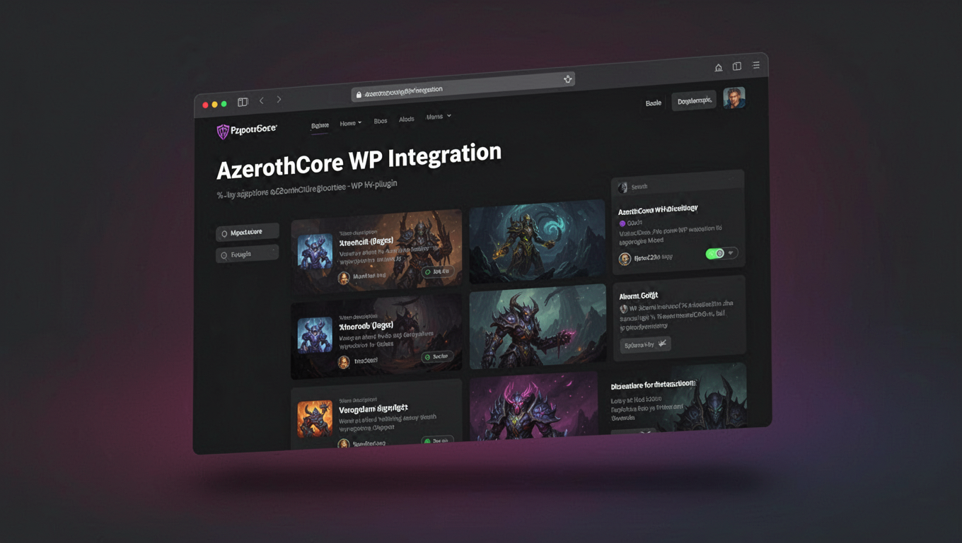 Preview of AzerothCore WP Integration