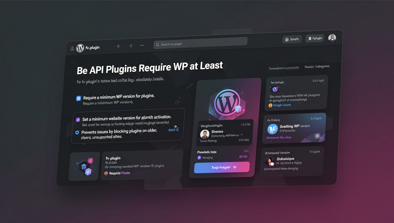 Preview of Be API Plugins Require WP at Least