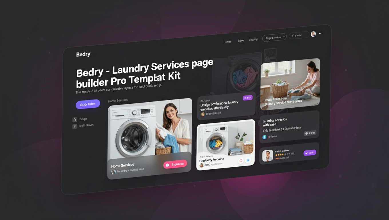 Preview of Bedry - Laundry Services Elementor Pro Templat Kit