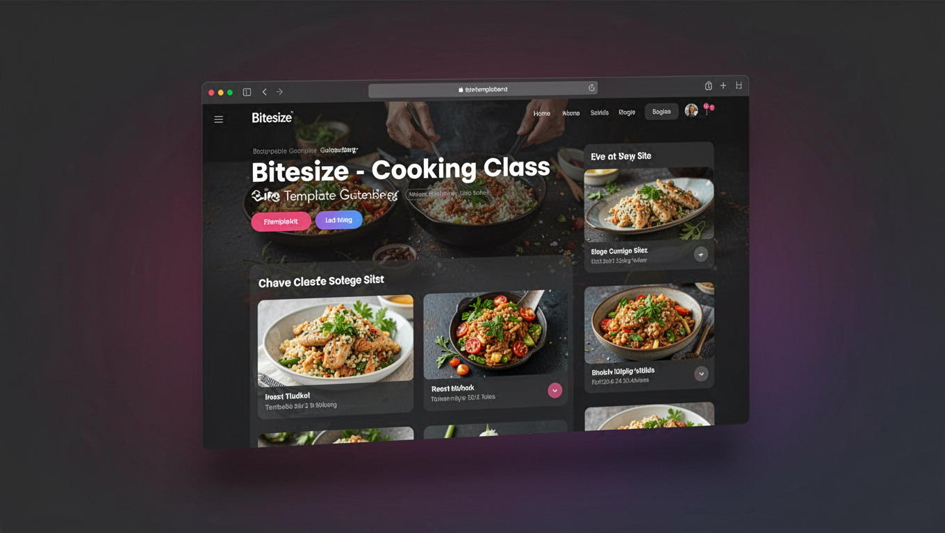 Preview of Bitesize - Cooking Class Site Template Gutenberg