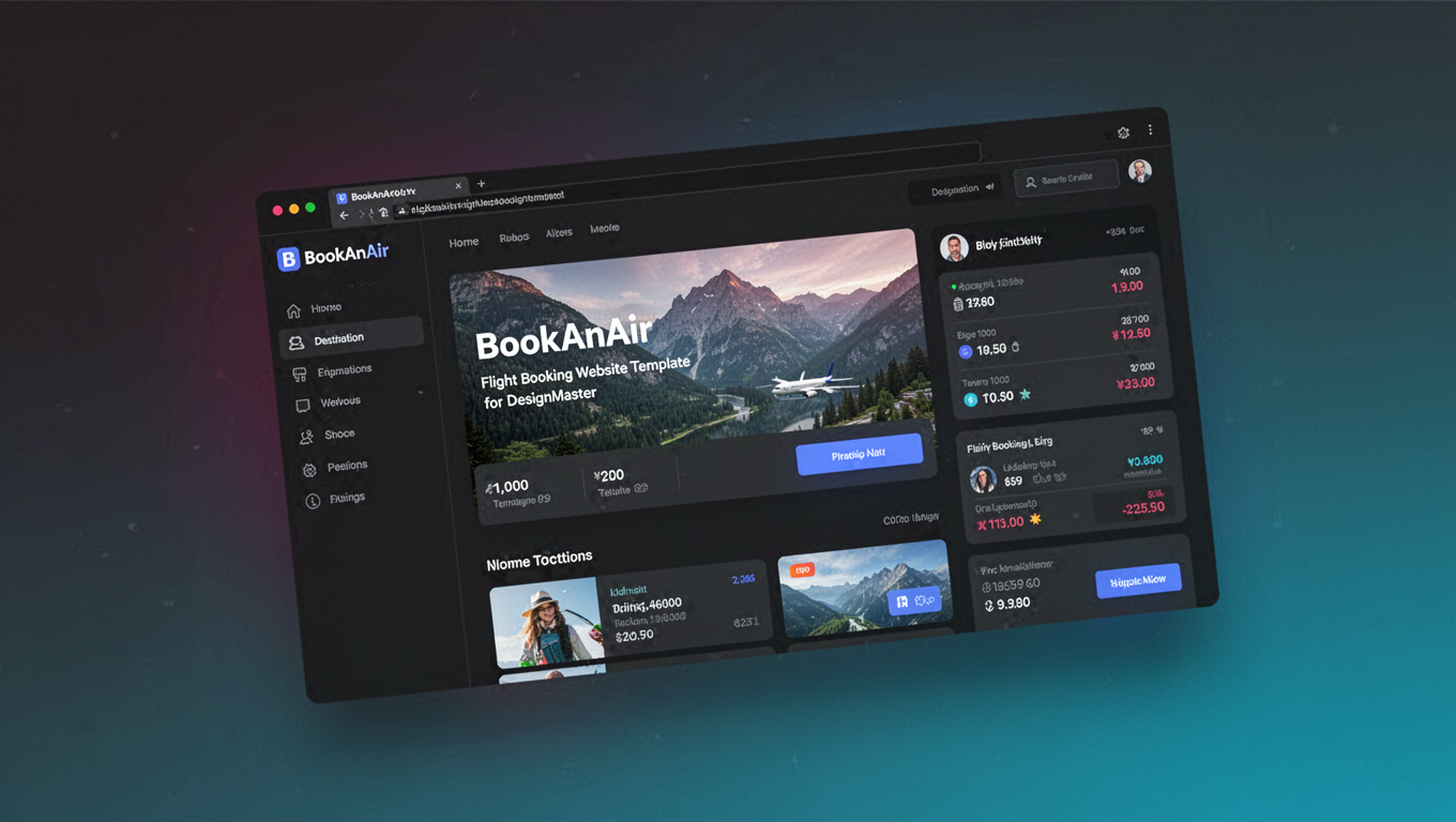 Preview of BookAnAir - Flight Booking Website Template for DesignMaster