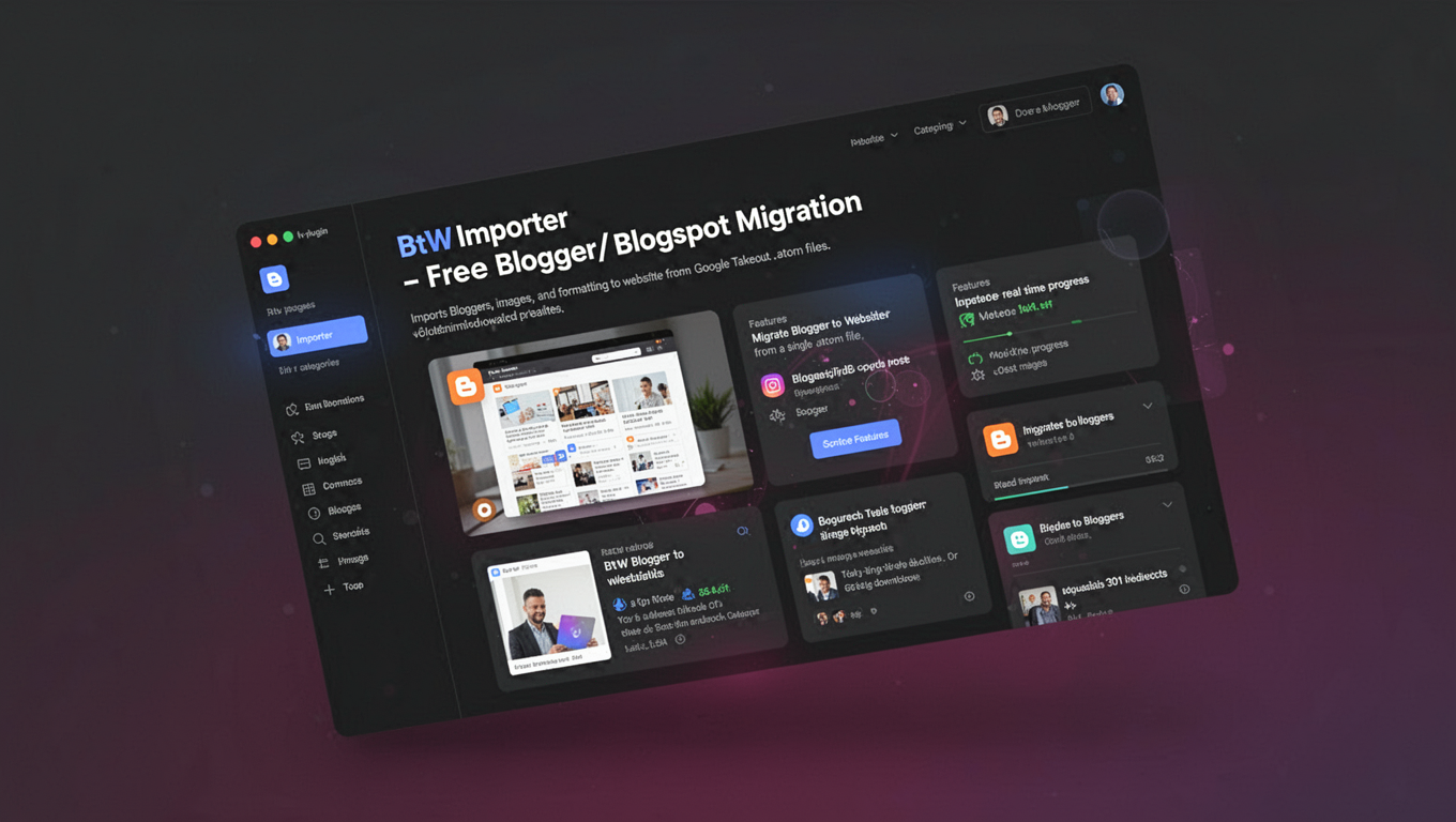 Preview of BtW Importer - Free Blogger/Blogspot Migration