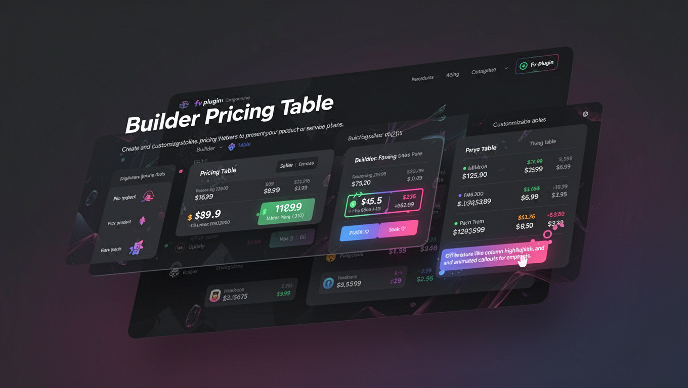 Preview of Builder Pricing Table