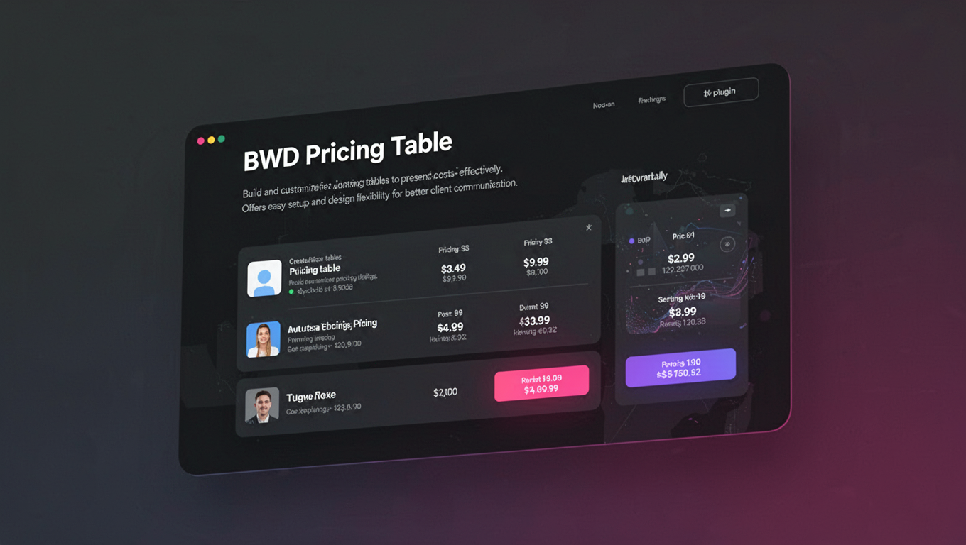 Preview of BWD Pricing Table