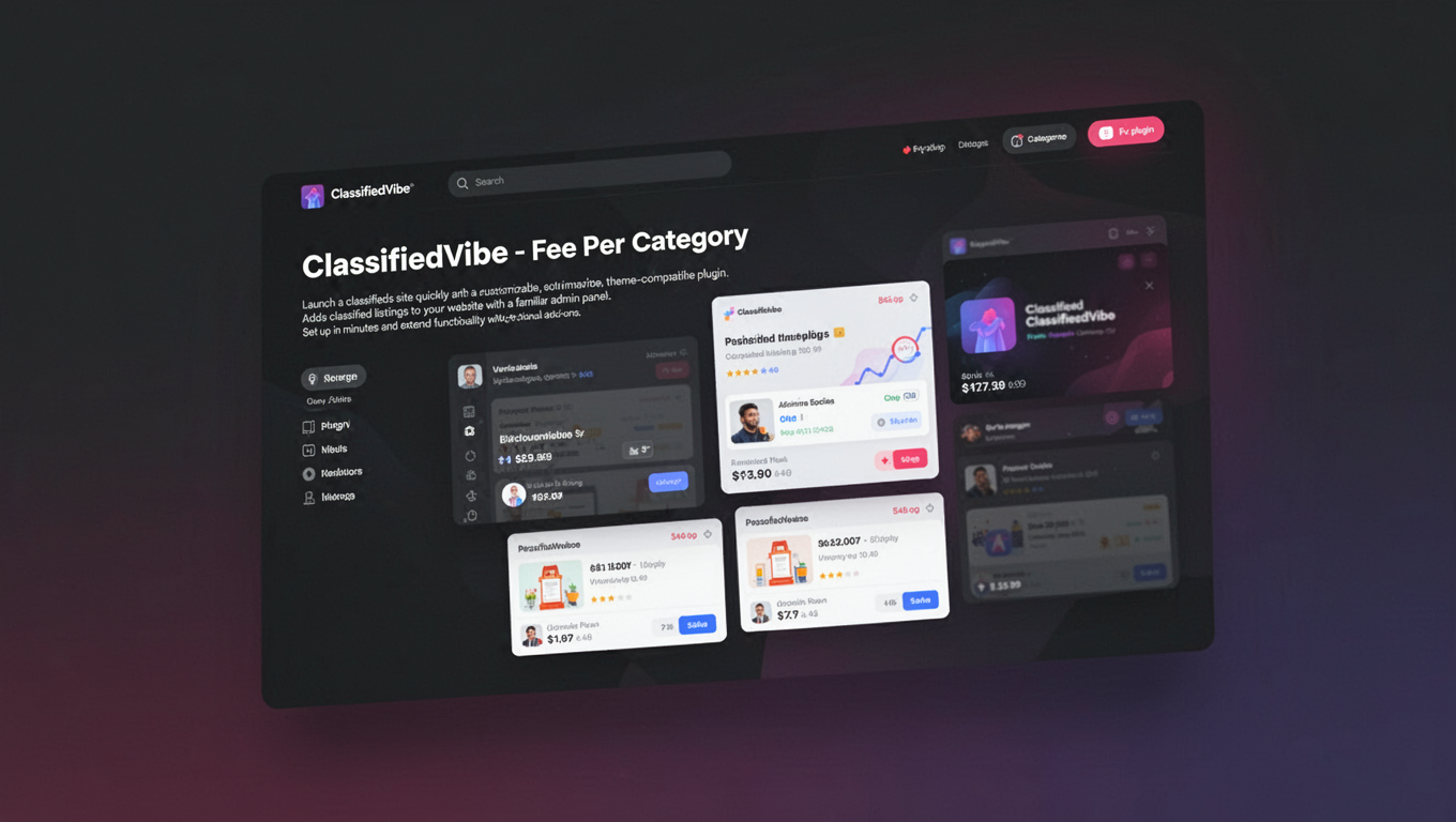 Preview of ClassifiedVibe - Fee Per Category