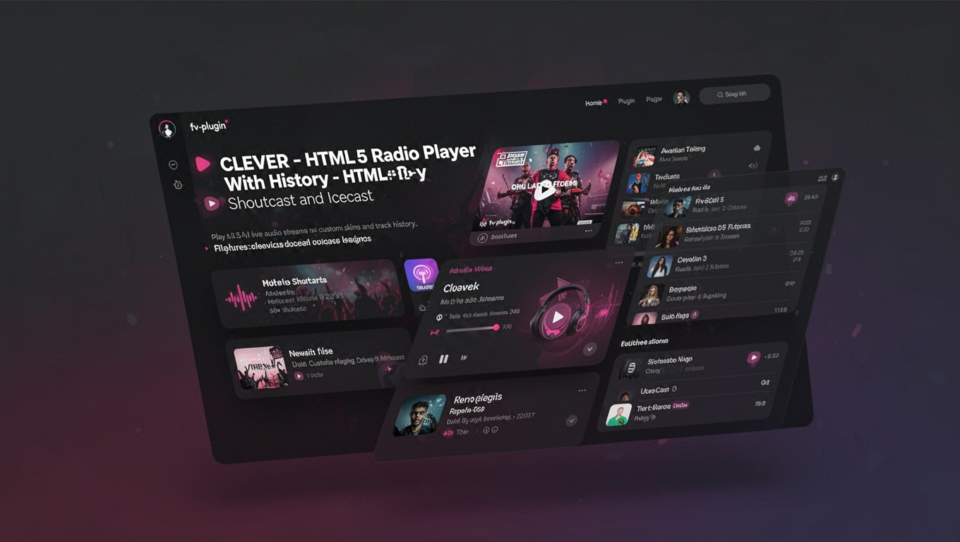 Preview of CLEVER - HTML5 Radio Player With History - Shoutcast and Icecast