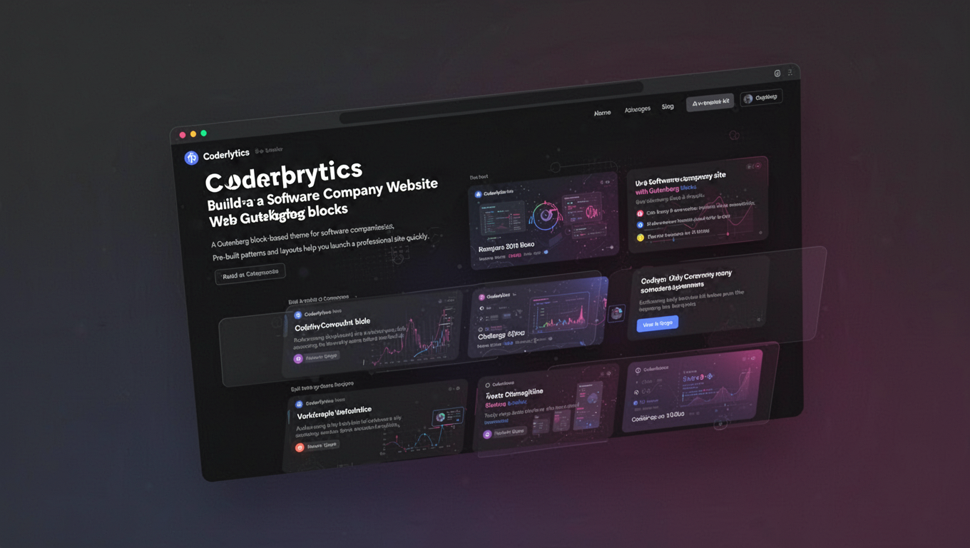 Preview of Coderlytics - Software Company Website  For Gutenberg