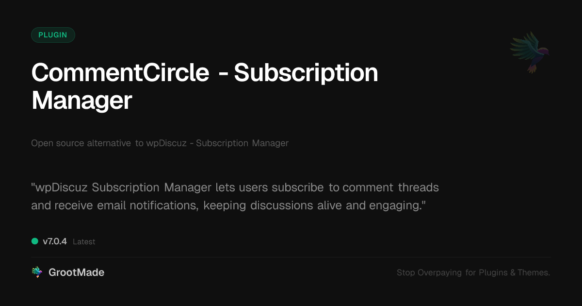 Preview of CommentCircle - Subscription Manager