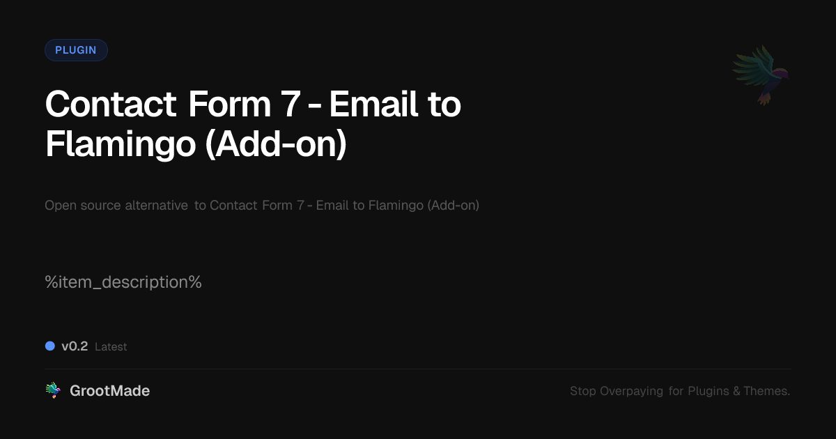 Preview of Contact Form 7 - Email to Flamingo (Add-on)