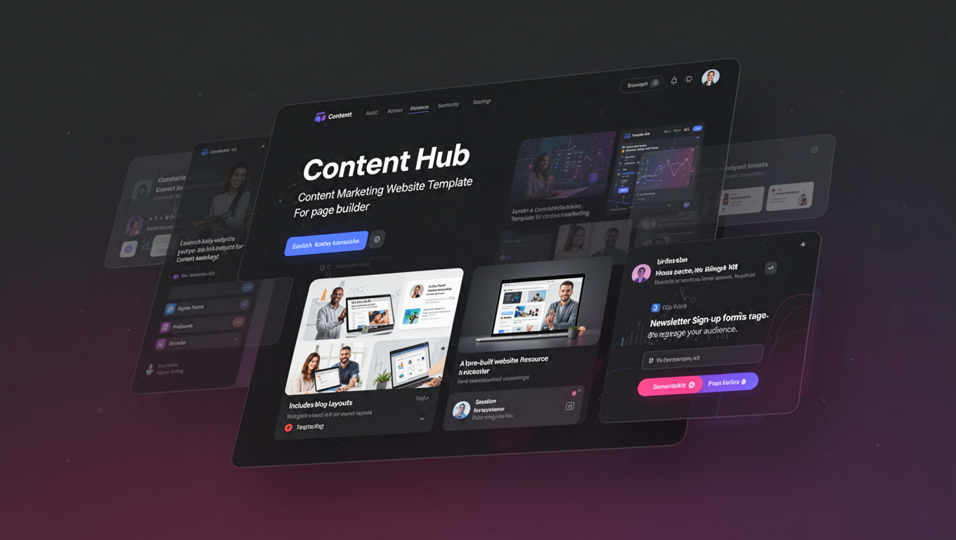 Preview of Content Hub - Content Marketing Website Template For Elementor