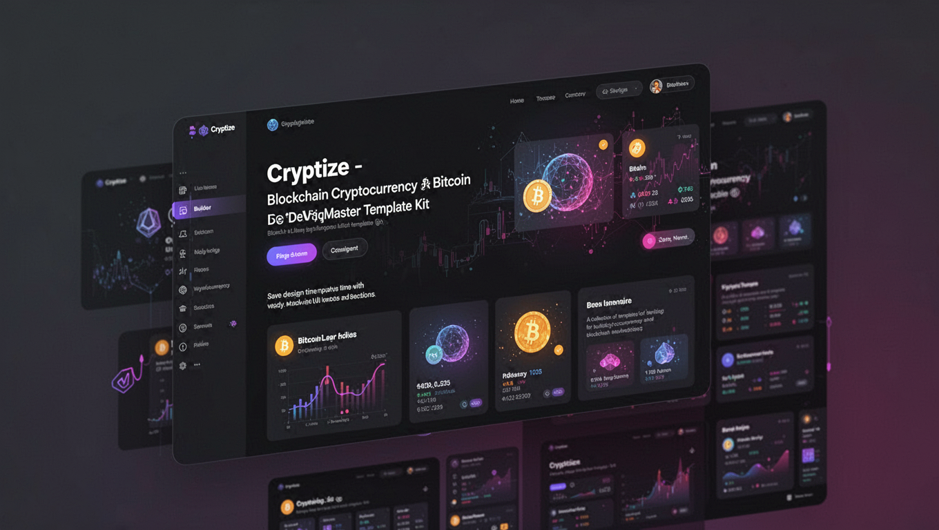 Preview of Cryptize - Blockchain Cryptocurrency & Bitcoin DesignMaster Template Kit