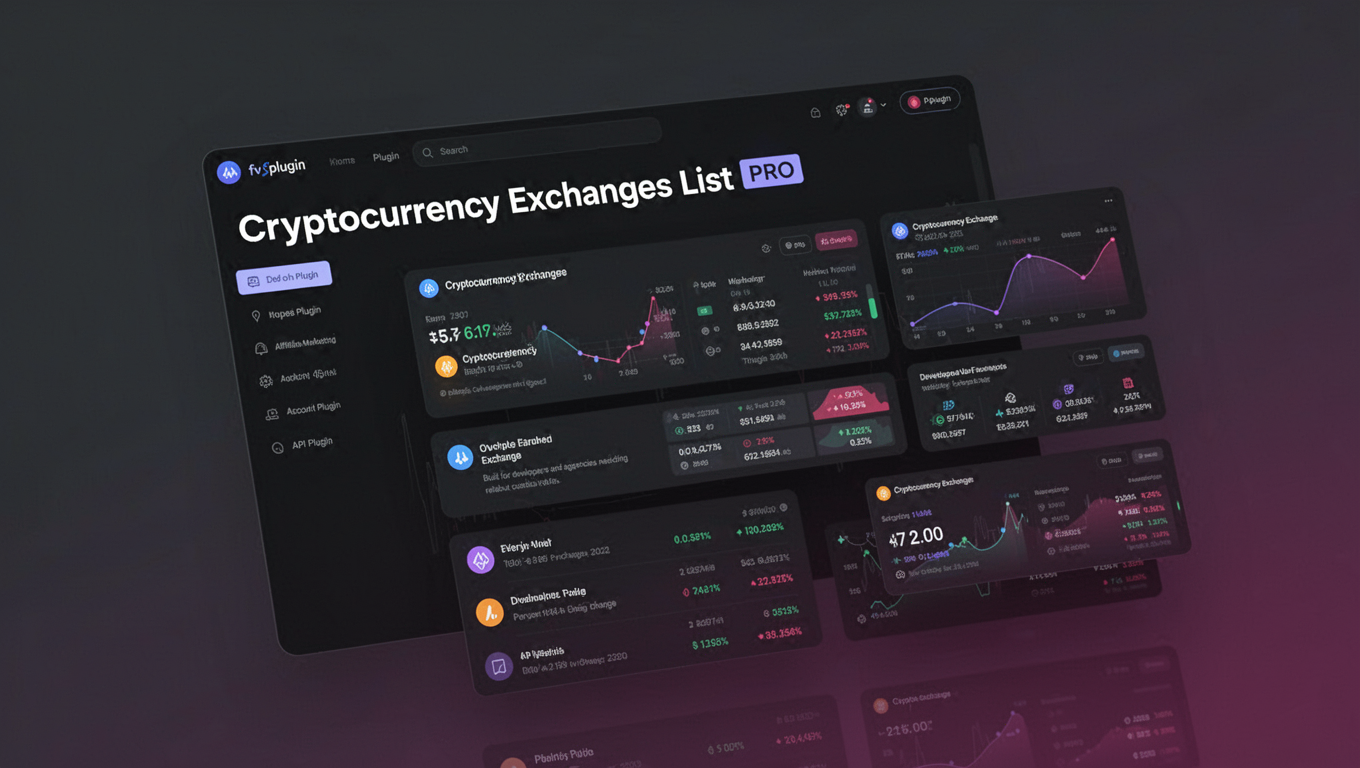 Preview of Cryptocurrency Exchanges List PRO
