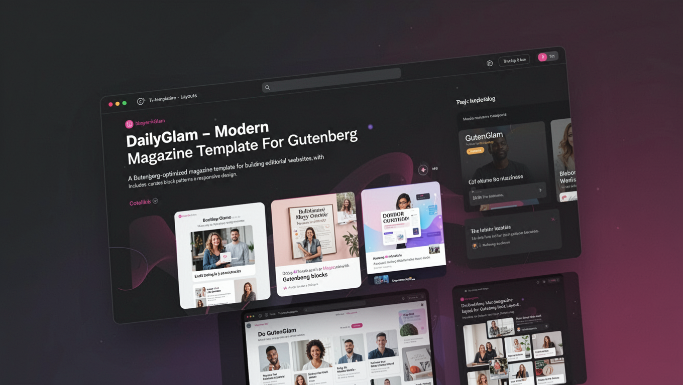 Preview of DailyGlam - Modern Magazine Template For Gutenberg