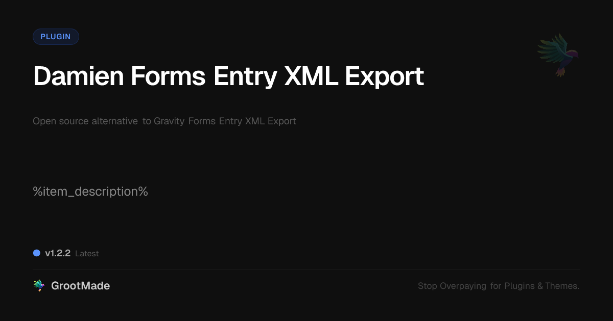 Preview of Damien Forms Entry XML Export