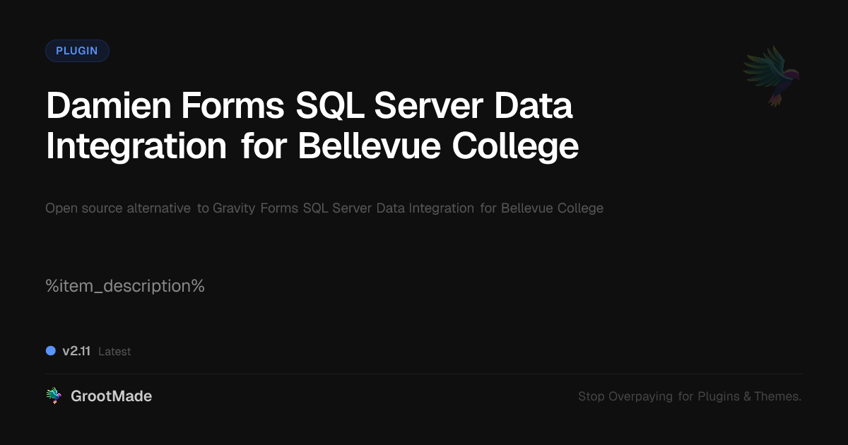 Preview of Damien Forms SQL Server Data Integration for Bellevue College