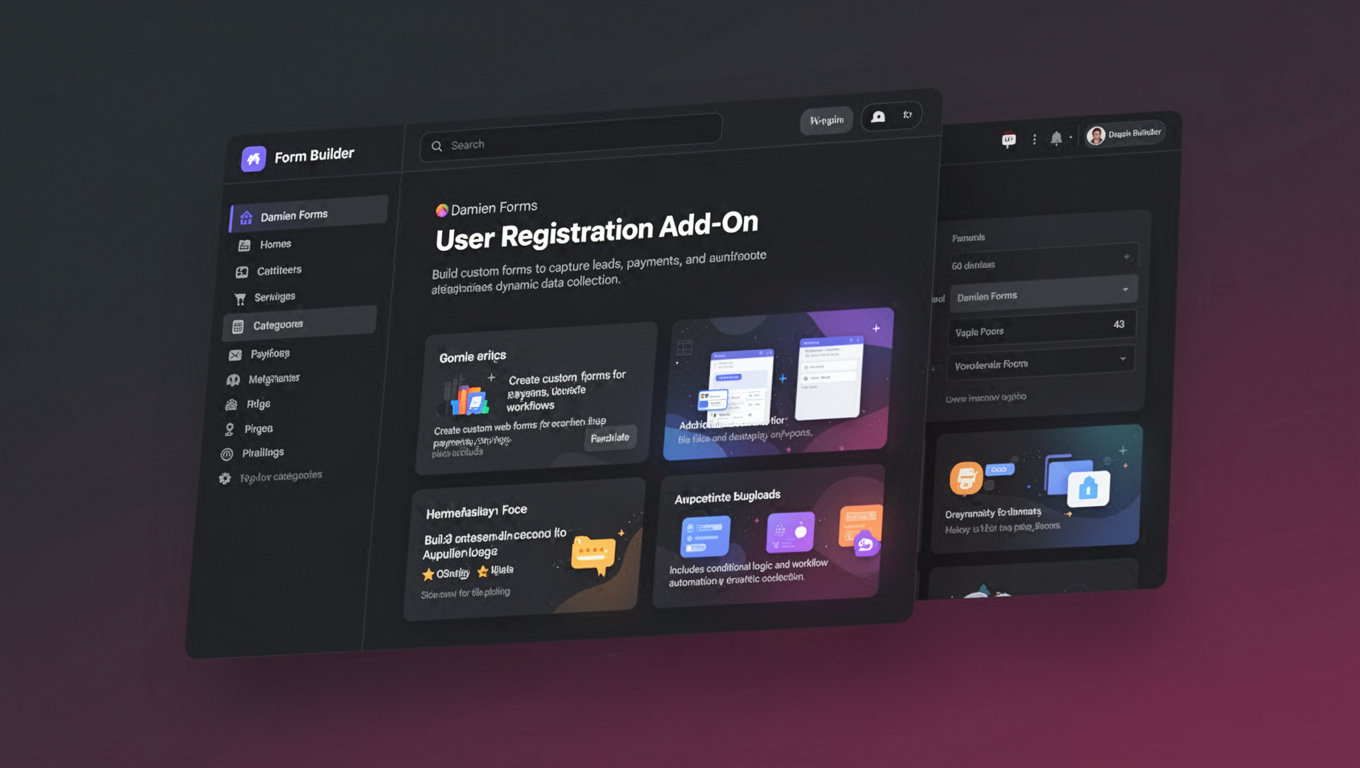 Preview of Damien Forms User Registration Add-On