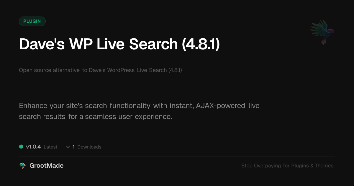 Preview of Dave's WP Live Search (4.8.1)