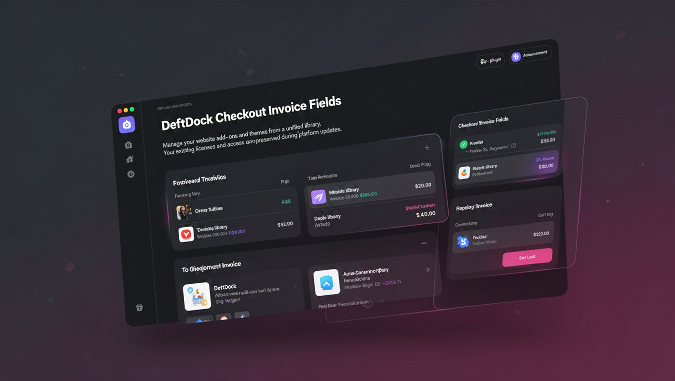 Preview of DeftDock Checkout Invoice Fields