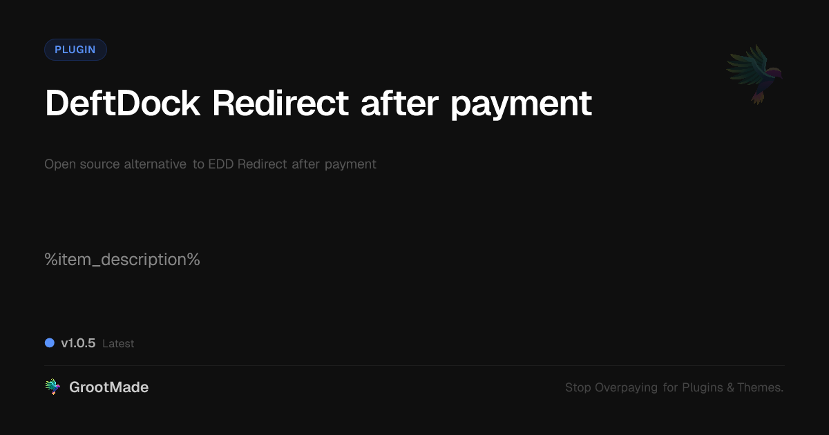 Preview of DeftDock Redirect after payment