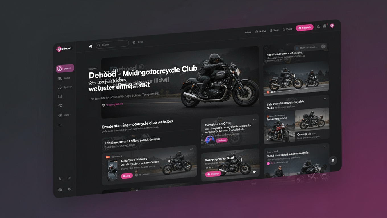Preview of Dehood - Motorcycle Club Elementor Template Kit