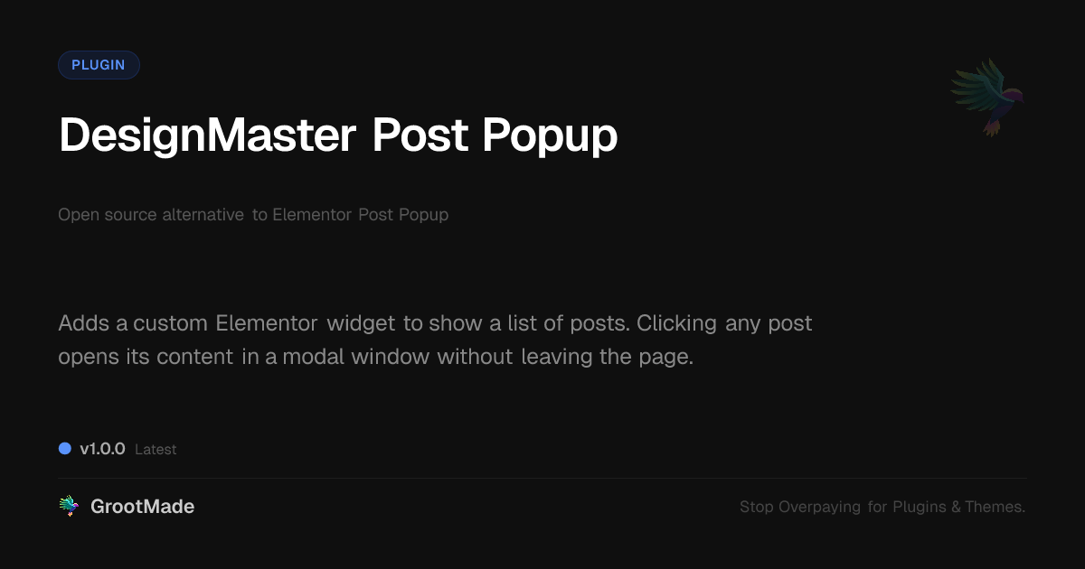 Preview of DesignMaster Post Popup