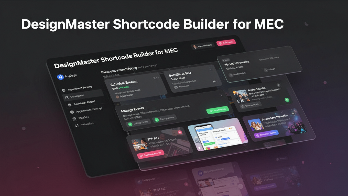 Preview of DesignMaster Shortcode Builder for MEC