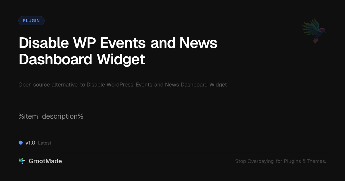 Preview of Disable WP Events and News Dashboard Widget