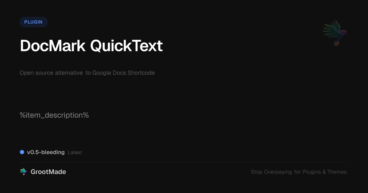 Preview of DocMark QuickText