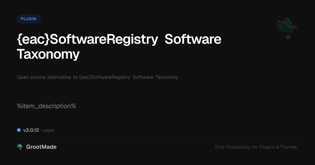 Preview of {eac}SoftwareRegistry Software Taxonomy