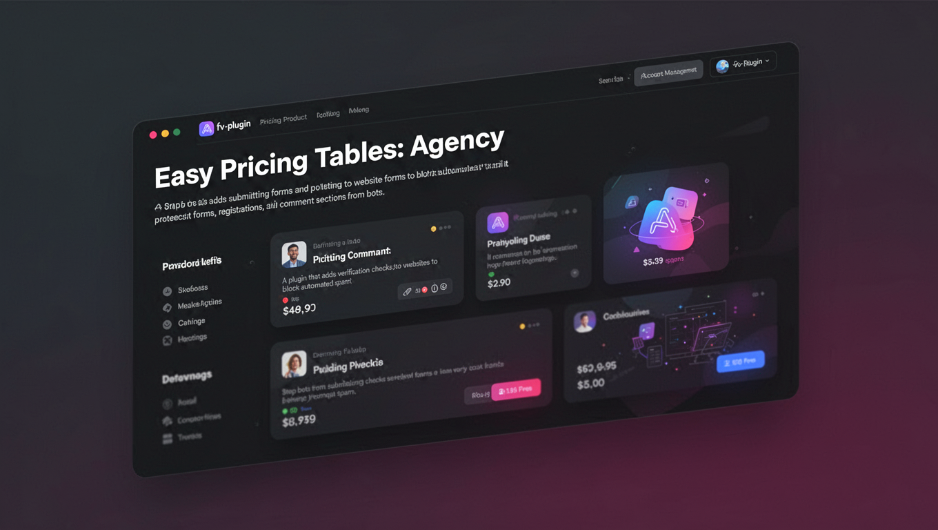 Preview of Easy Pricing Tables: Agency