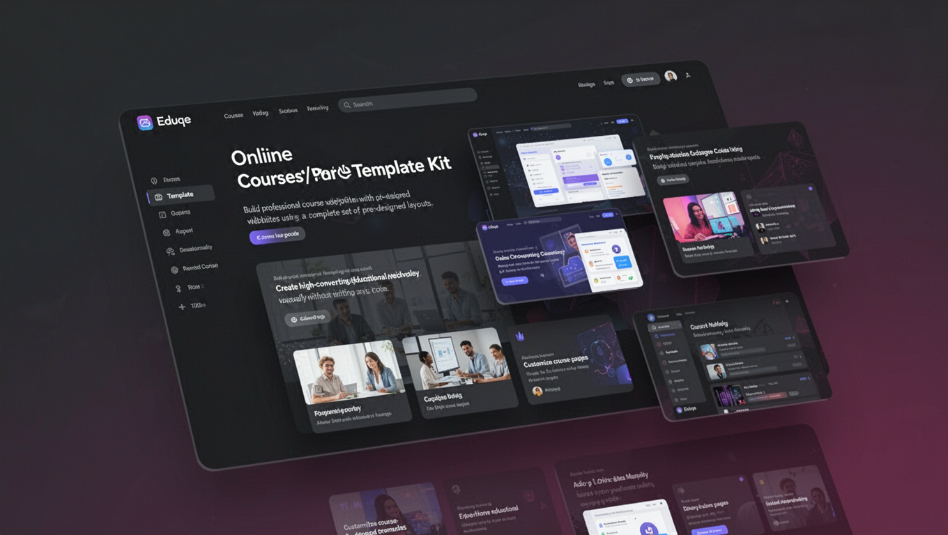Preview of Eduqe - Online Courses DesignMaster Pro Template Kit
