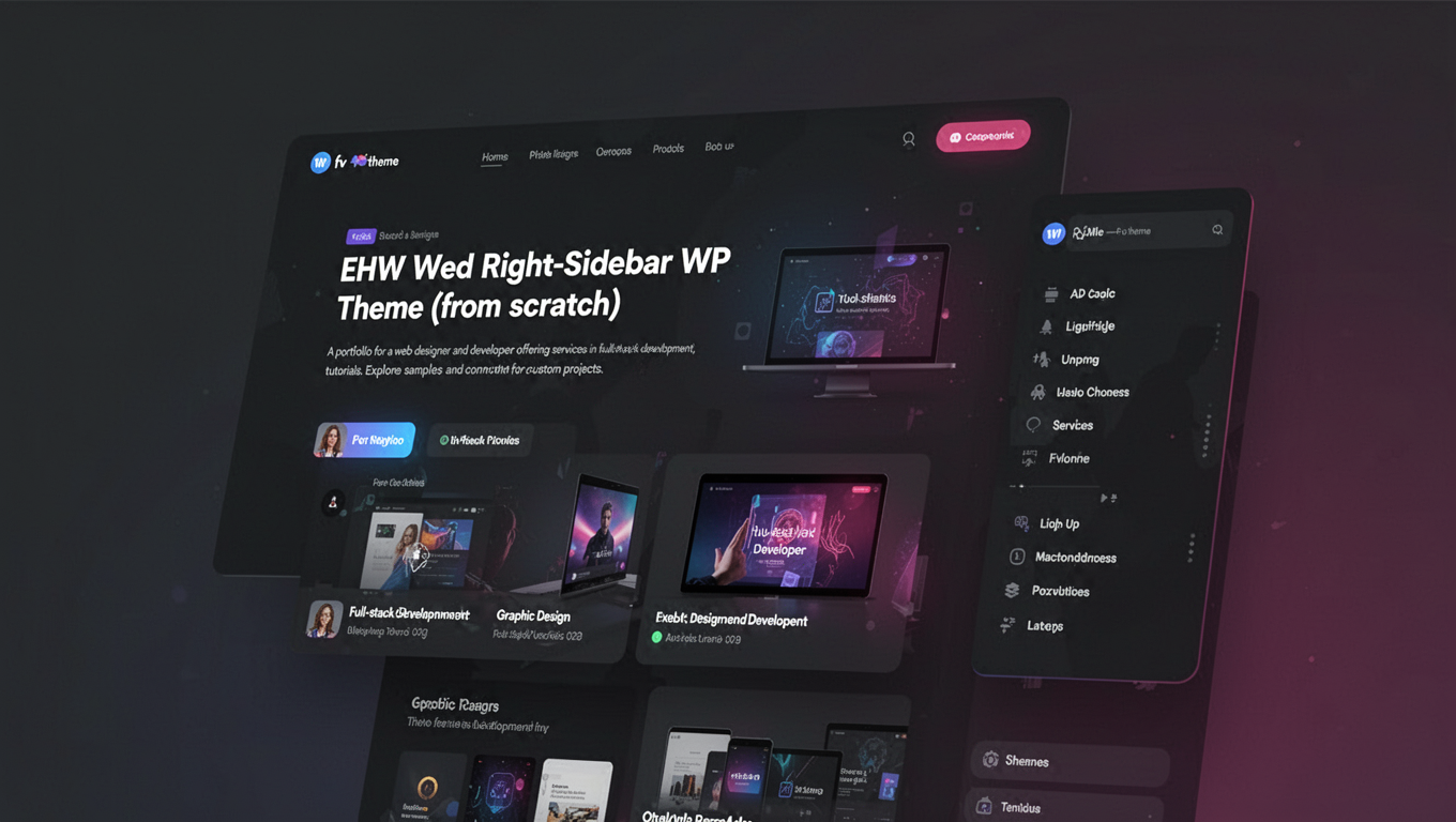 Preview of EHW Right-Sidebar WP Theme (from scratch)