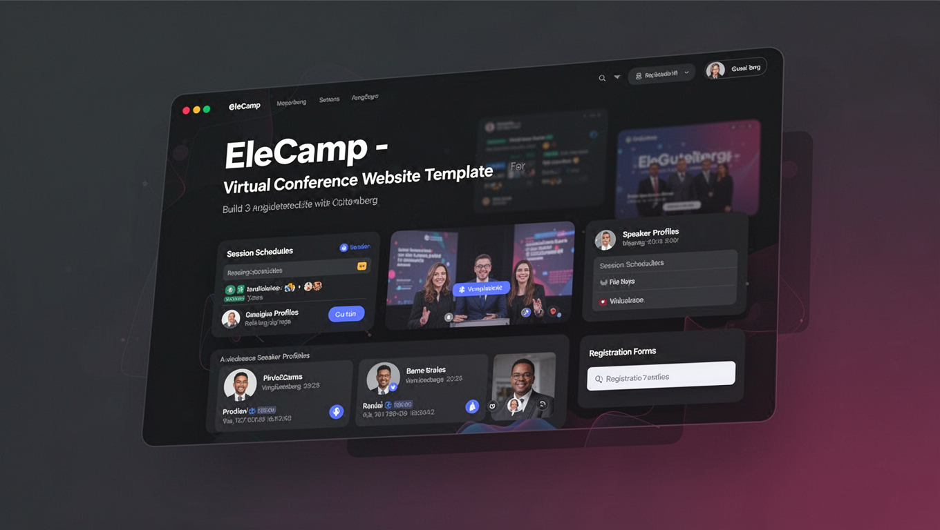 Preview of EleCamp - Virtual Conference Website Template For Gutenberg