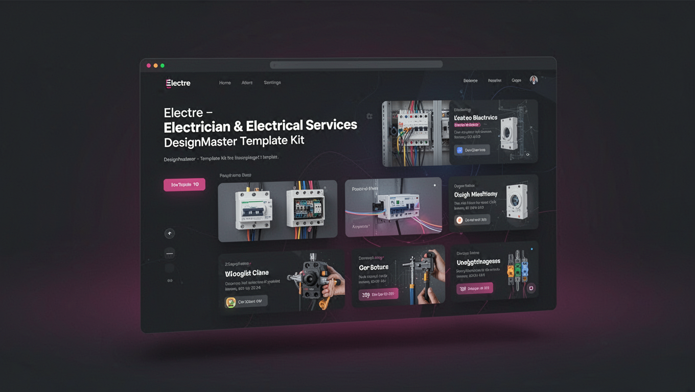 Preview of Electre - Electrician & Electrical Services DesignMaster Template Kit