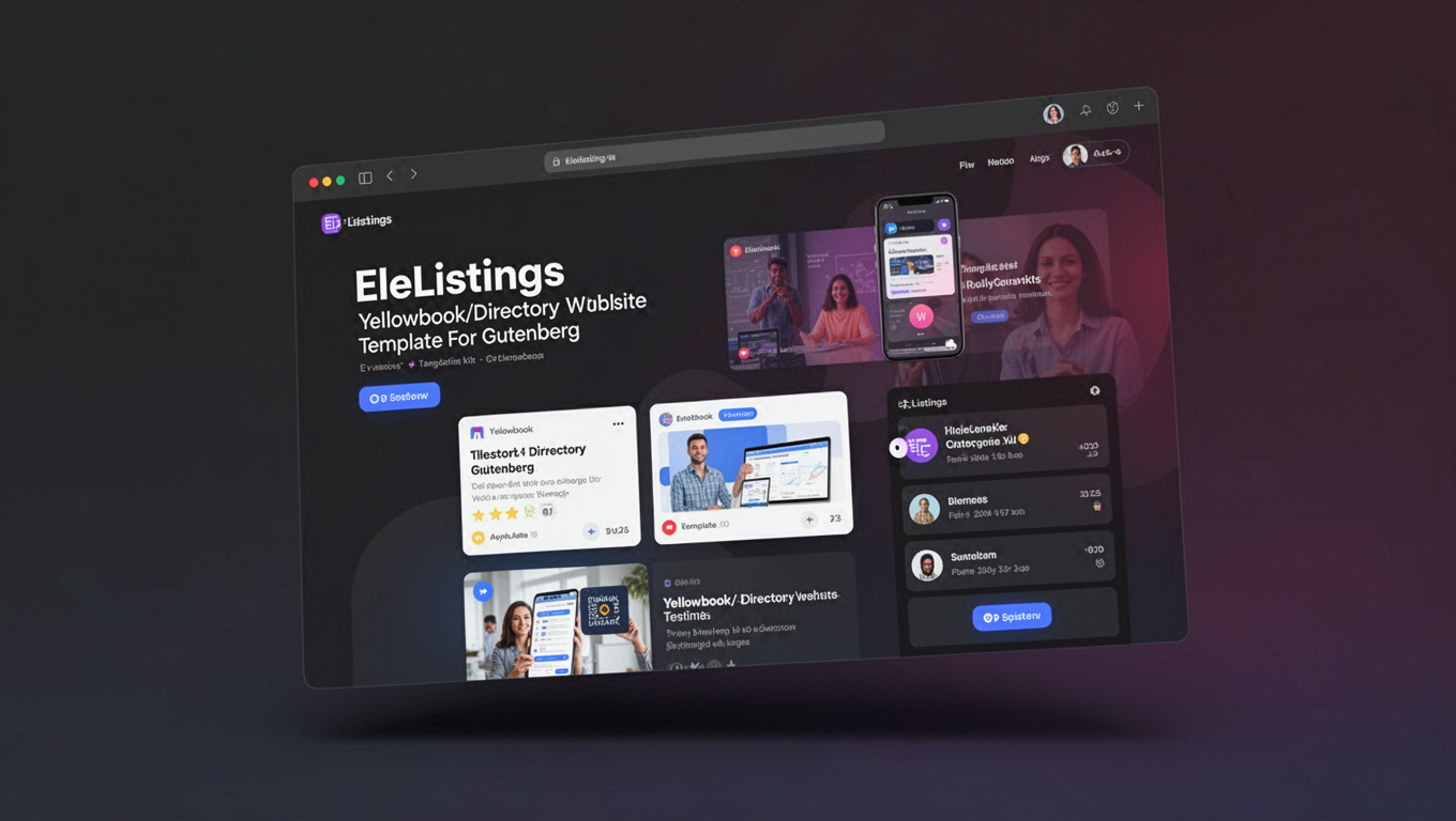 Preview of EleListings - Yellowbook/Directory Website Template For Gutenberg