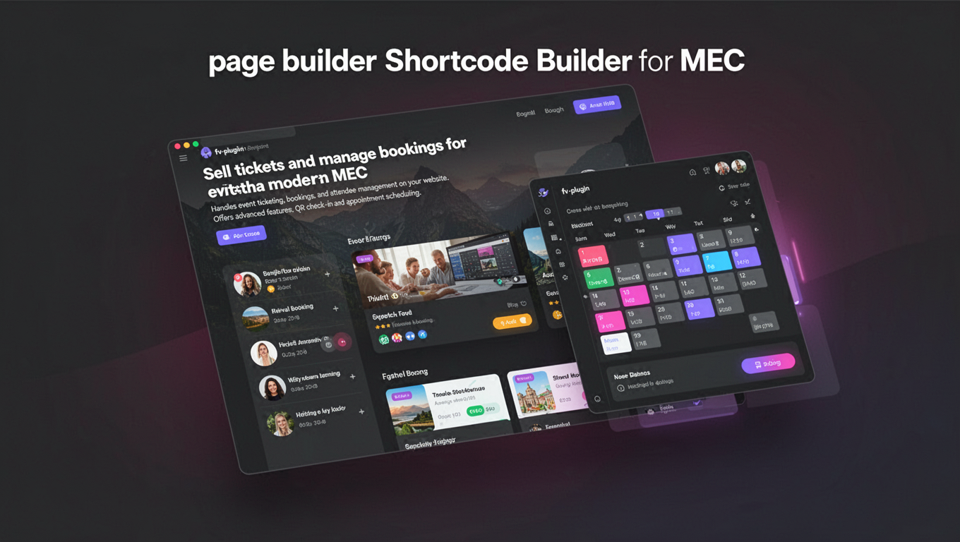 Preview of Elementor Shortcode Builder for MEC