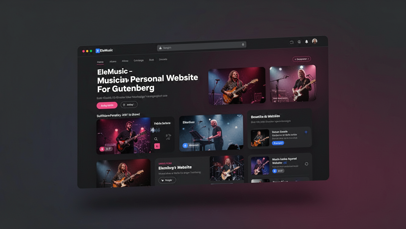 Preview of EleMusic - Musician Personal Website For Gutenberg